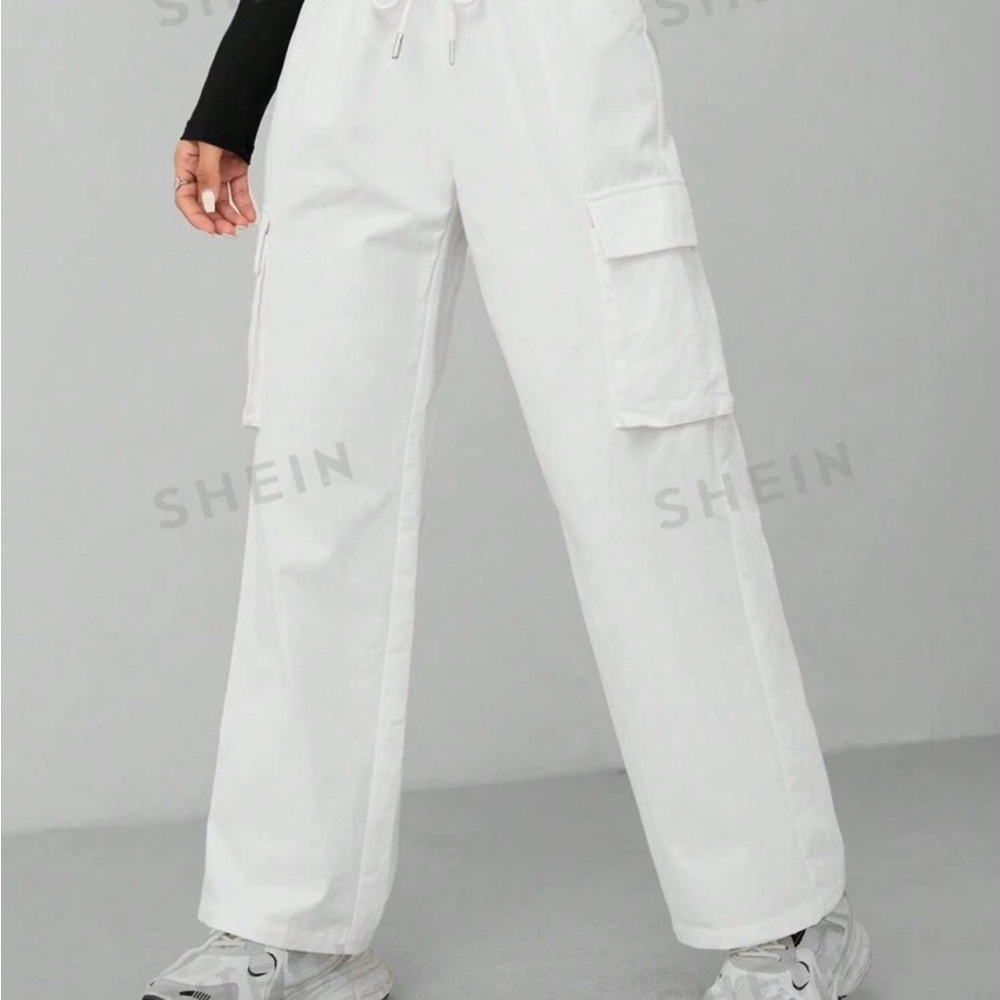 100% Linen Empra Wide Leg Pockets Large Size Light Grey Pants
